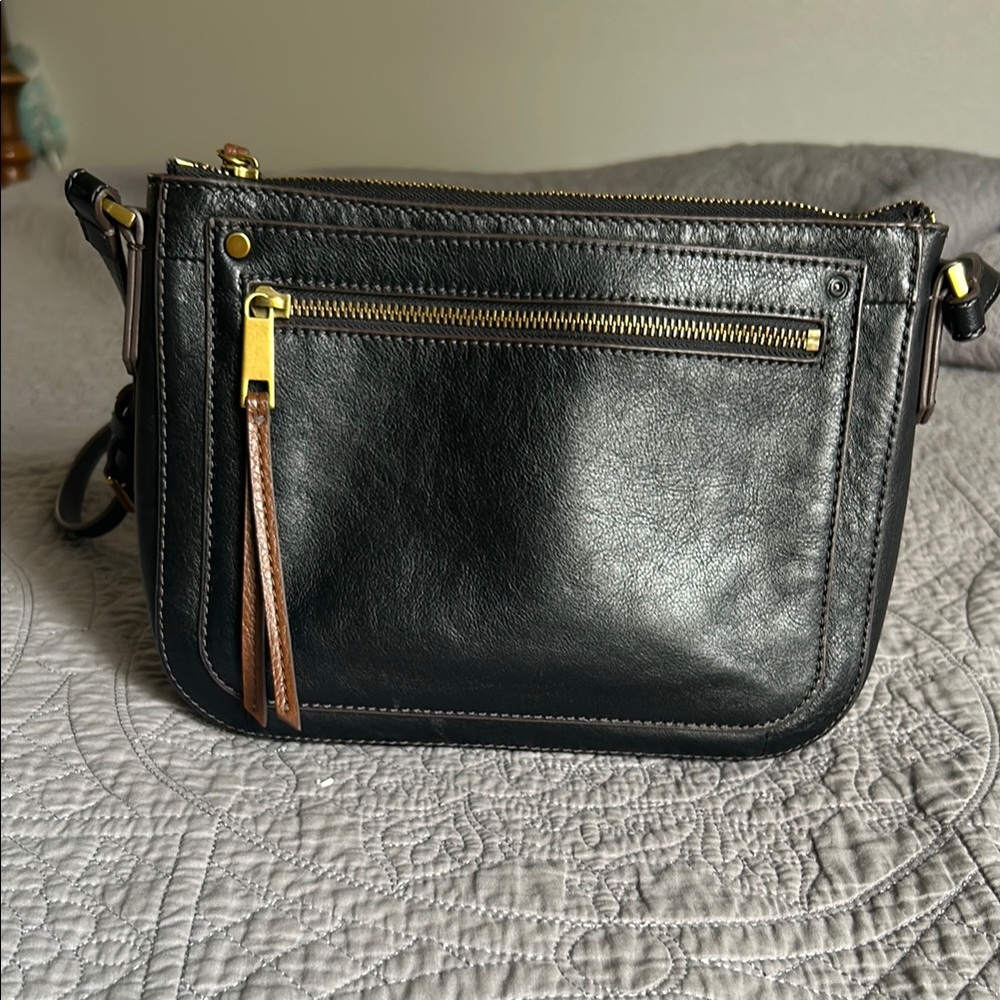 Fossil Black Leather Side Bag